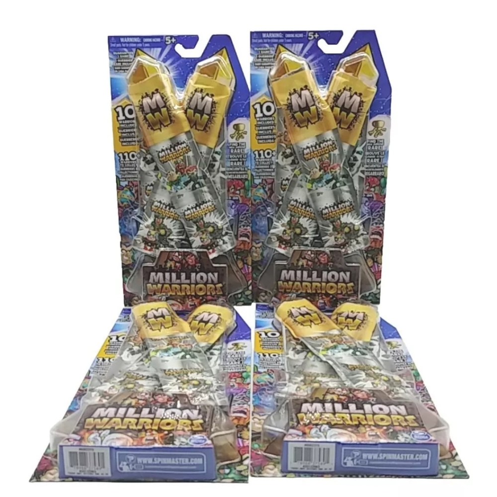 Lot Of 4 Million Warriors Figure Packs Spin Master 1 Rare Guaranteed NEW